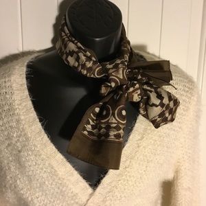 Adrienne Vittadini Scarf Silk Geometric Brown Tan
